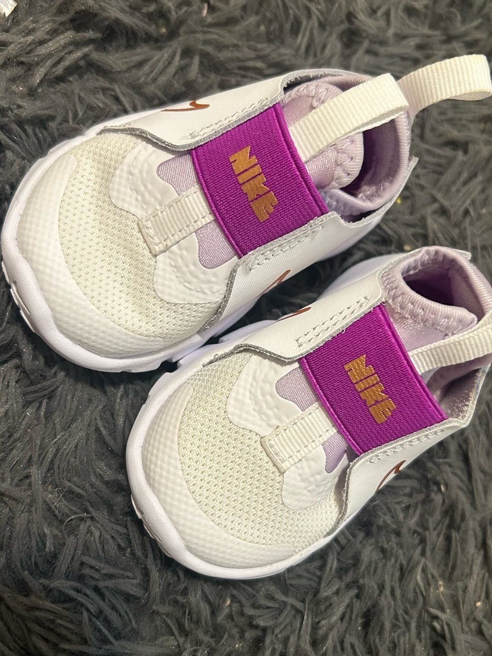 Nike Baby White & Purple Slip-On Athletic Shoes